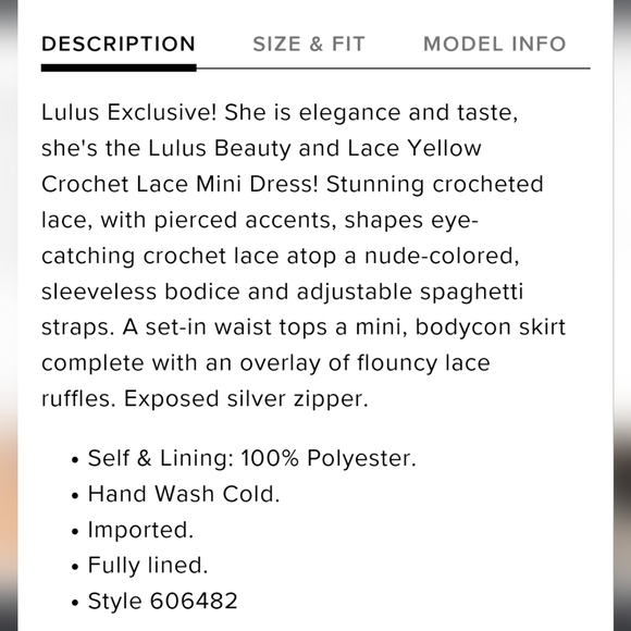 LULU'S Beauty and Lace Yellow Crochet Lace Mini Dress, sz Small - Picture 14 of 16